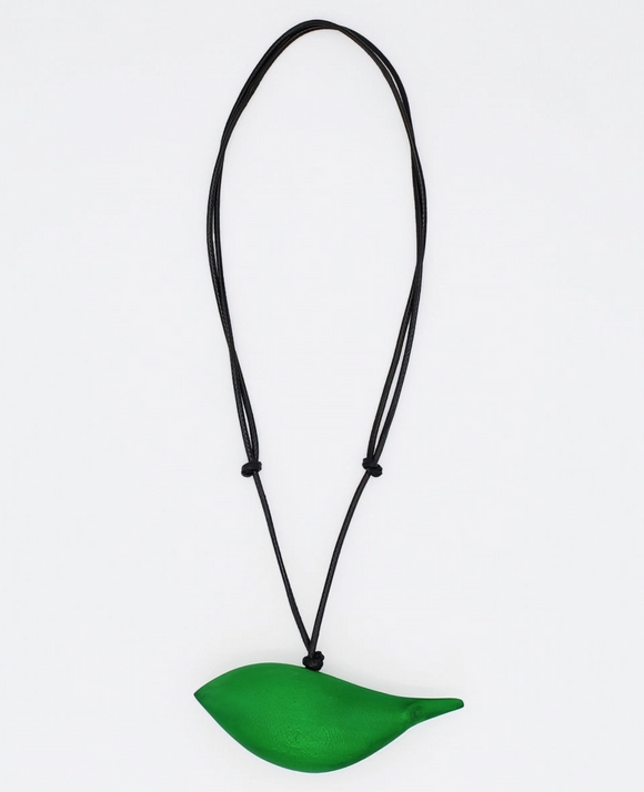 SYLCA Emerald Robin Bird Wooden Pendant Adjustable Necklace