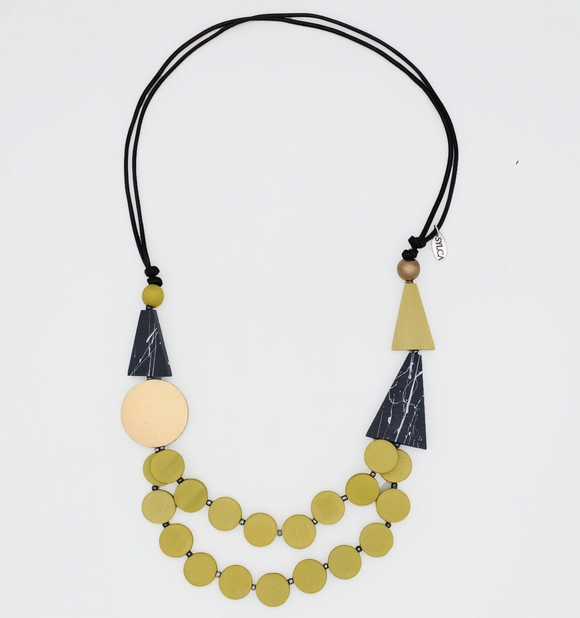 SYLCA Gold and Yellow Scarlett Multi-Strand Art Necklace