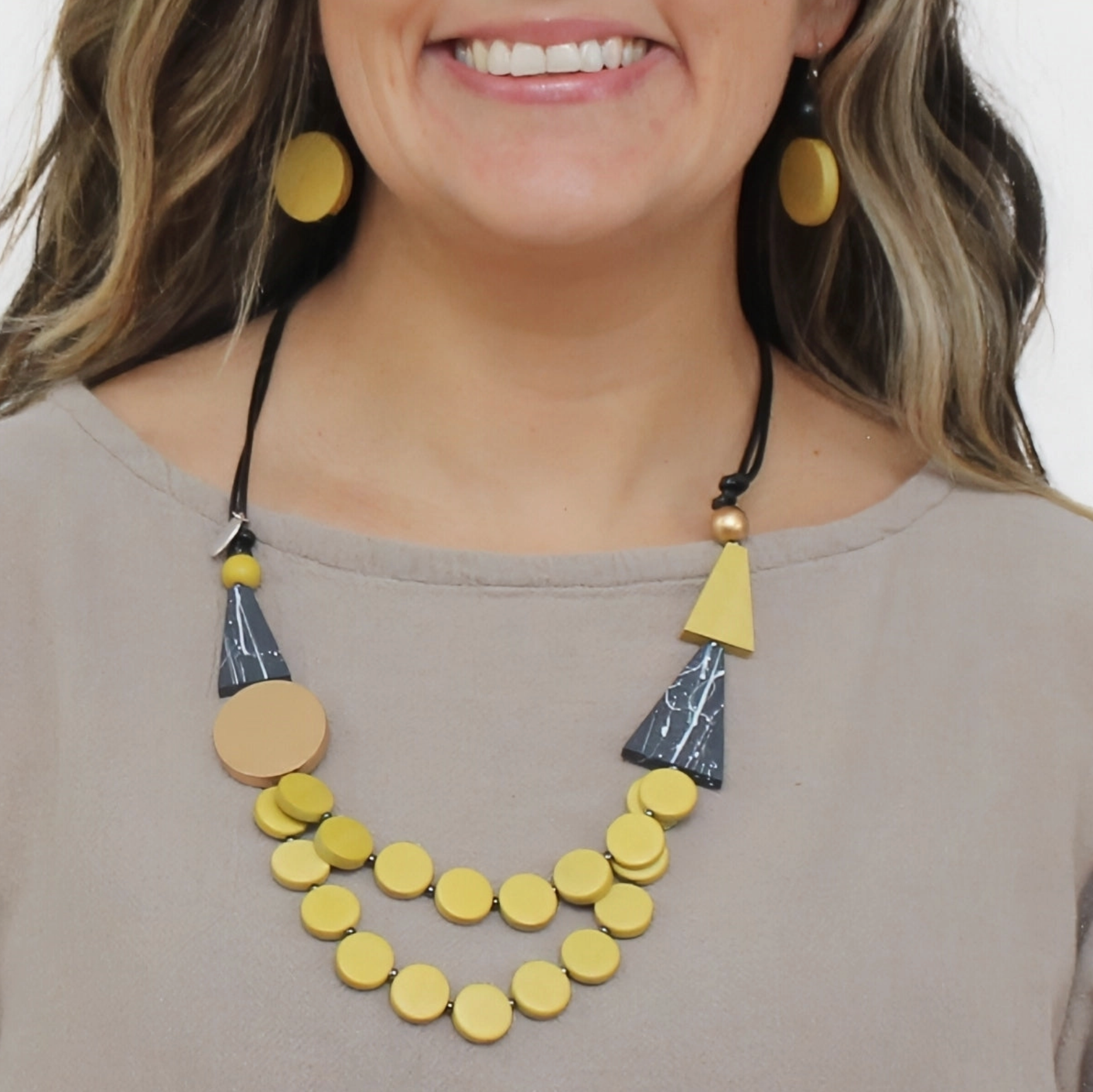 SYLCA Gold and Yellow Scarlett Multi-Strand Art Necklace