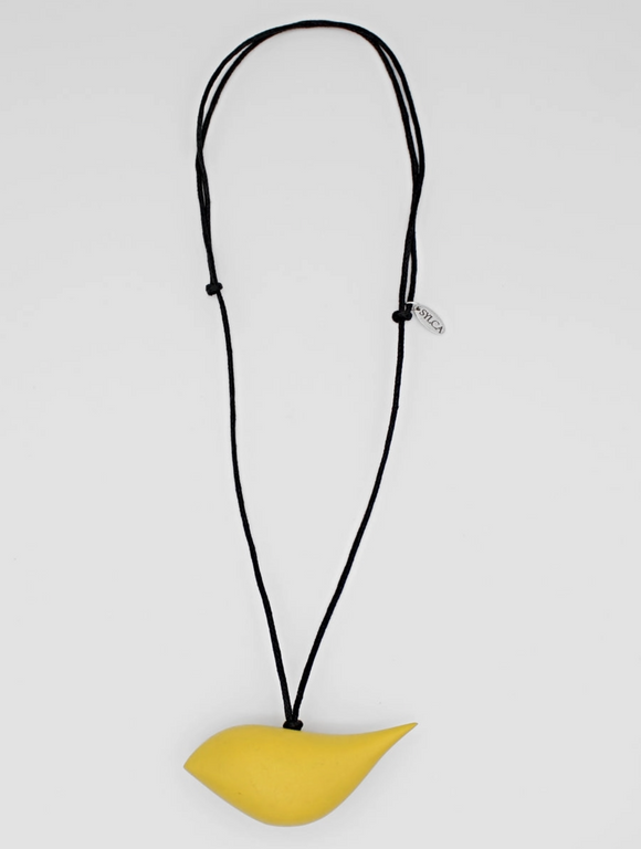 SYLCA Lemon Robin Bird Wooden Pendant Adjustable Necklace