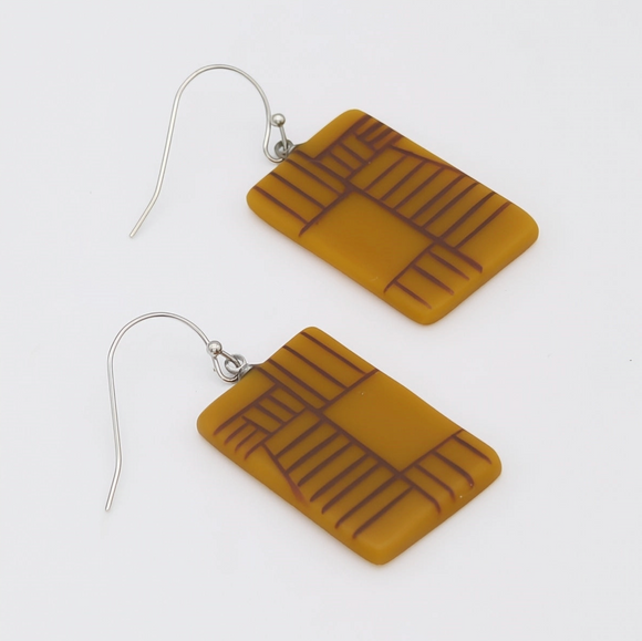 SYLCA Mustard Geovibe Drop Earring