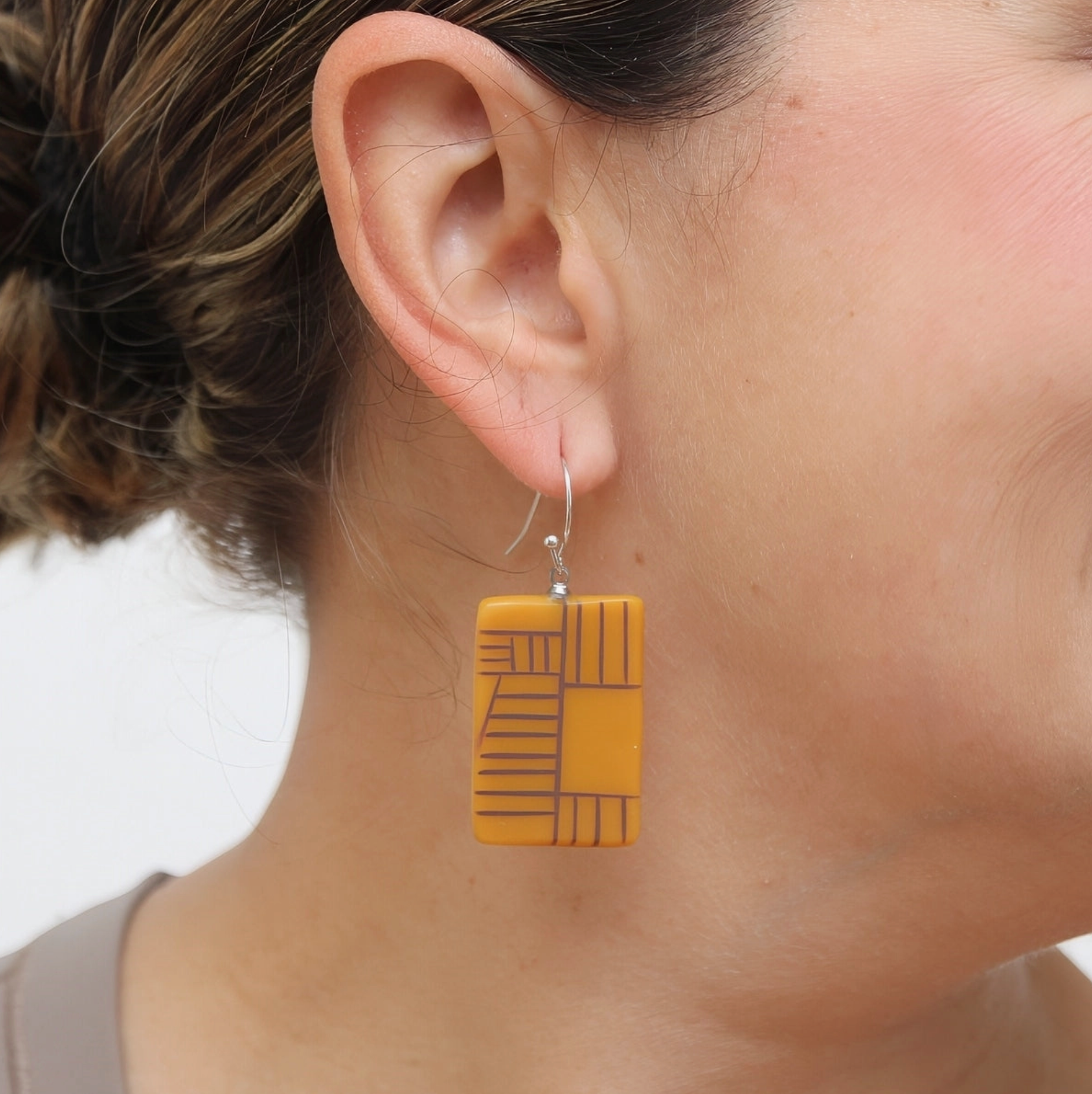 SYLCA Mustard Geovibe Drop Earring