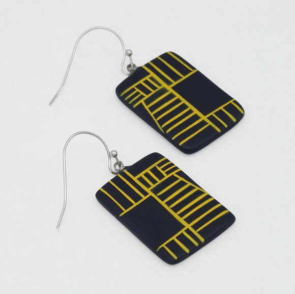 SYLCA Navy Geovibe Drop Earring
