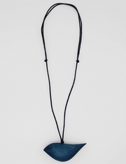 SYLCA Navy Robin Bird Wooden Pendant Adjustable Necklace