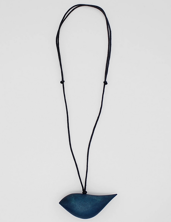 SYLCA Navy Robin Bird Wooden Pendant Adjustable Necklace
