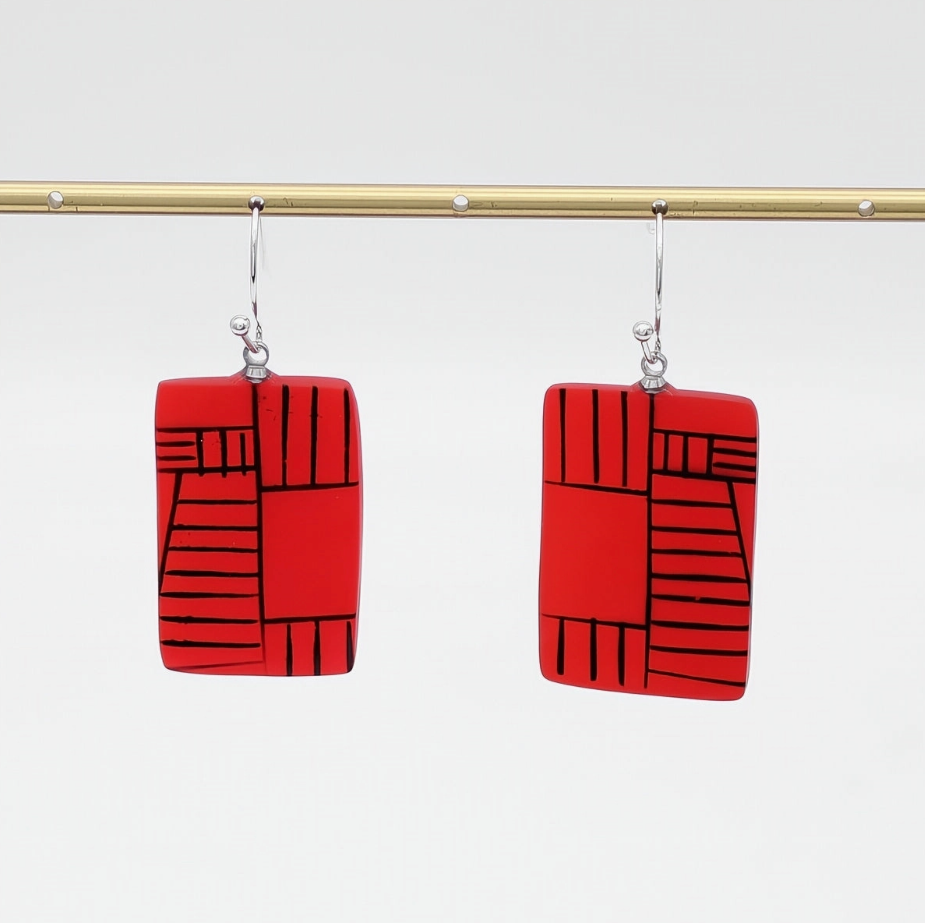 SYLCA Red Geovibe Drop Earring