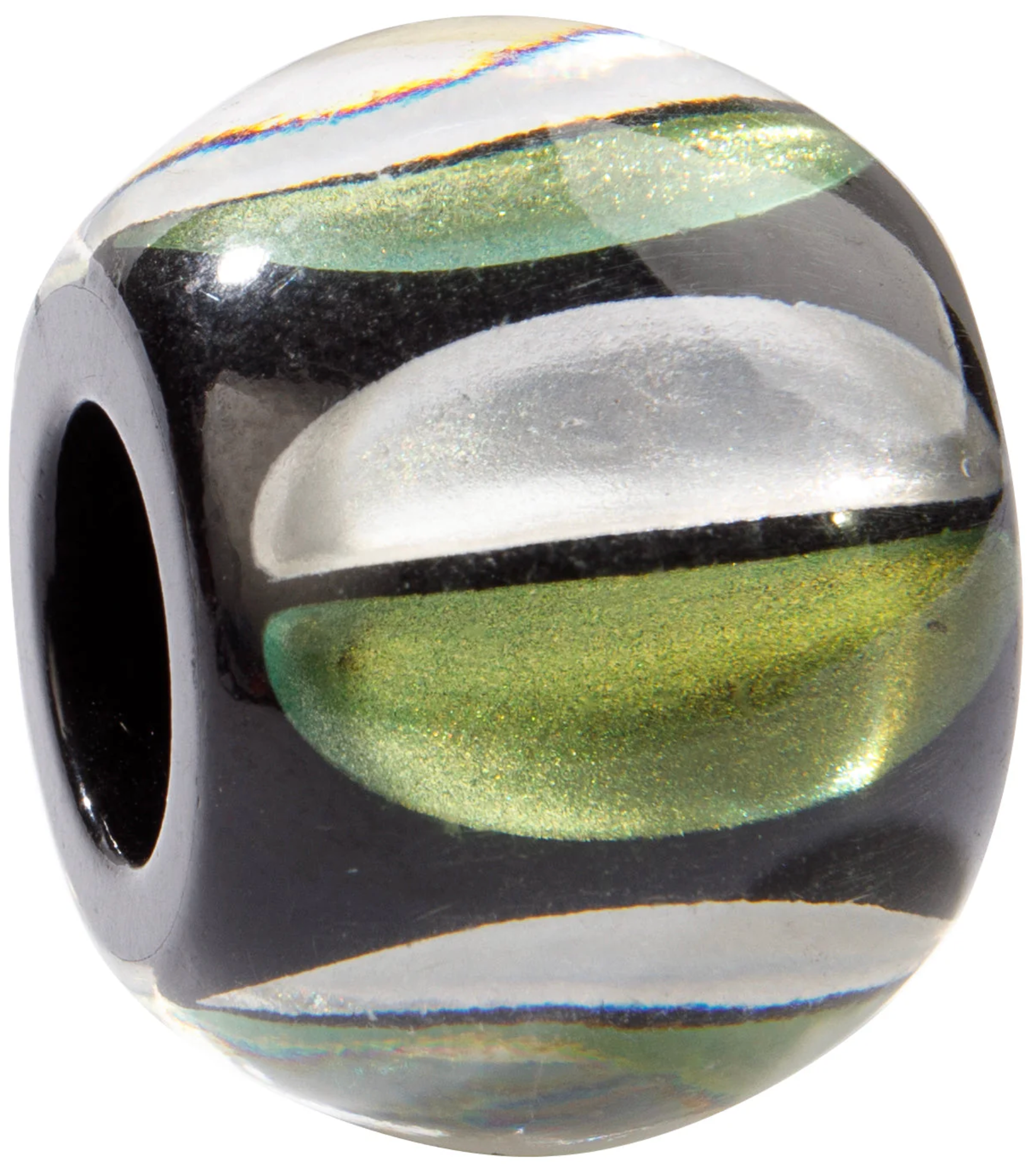ZSISKA Bliss Glitz Silver & Olive Green Halfmoons Bead