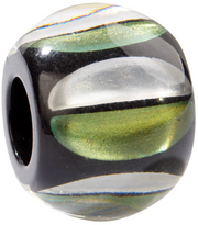 ZSISKA Bliss Glitz Silver & Olive Green Halfmoons Bead