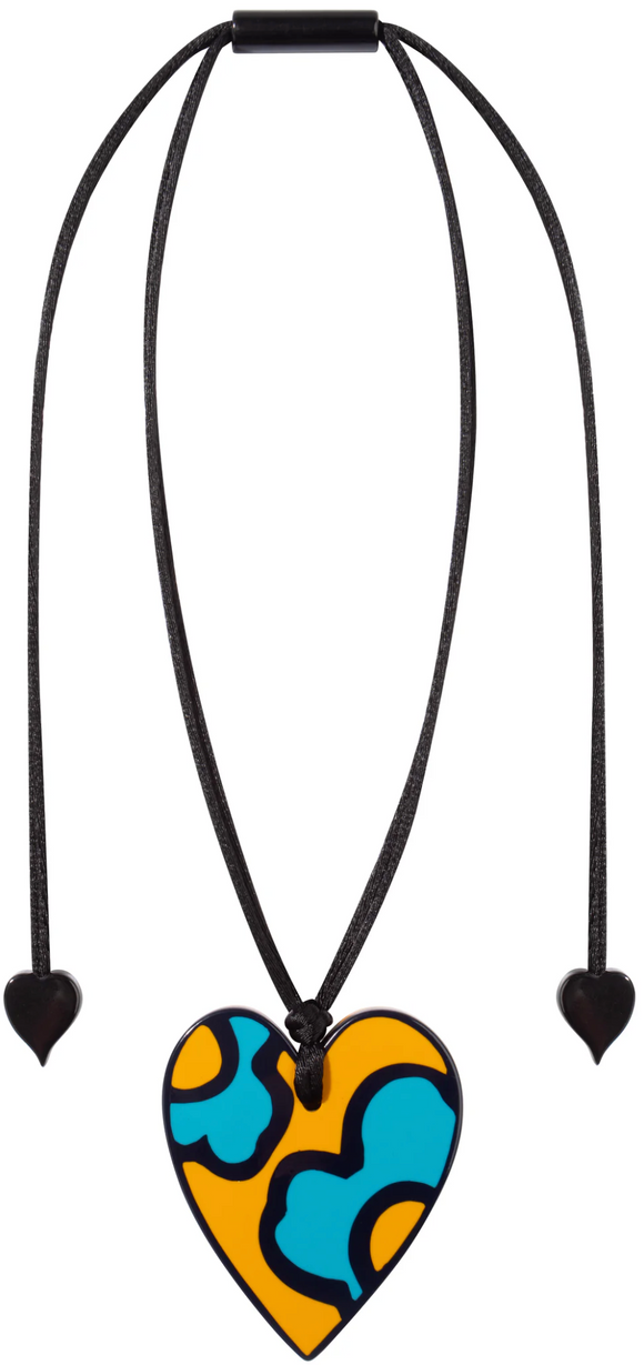 ZSISKA Prima Mustard & Sky Blue Heart Pendant Necklace