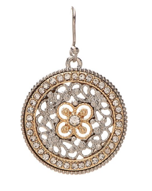 RAIN Two Tone Crystal Filigree Circle Earring