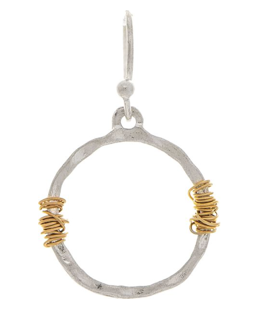 RAIN Two Tone Small Wire Wrap Ring Earring