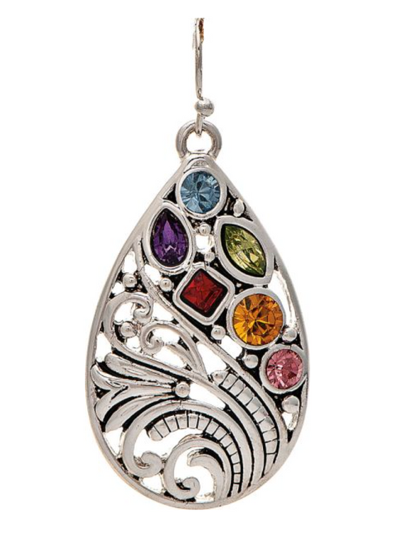 RAIN Silver Multi Crystals Teardrop Earring