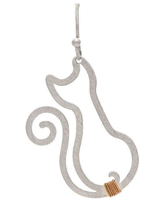 RAIN Two Tone Brass Curly Tail Cat Earring