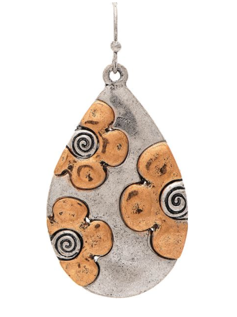 RAIN Two Tone Raised Flowers Earring