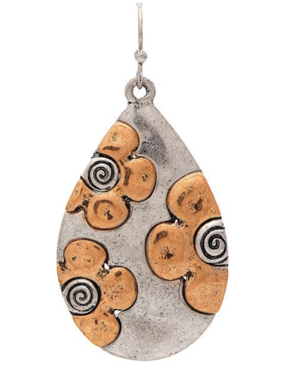 RAIN Two Tone Raised Flowers Earring