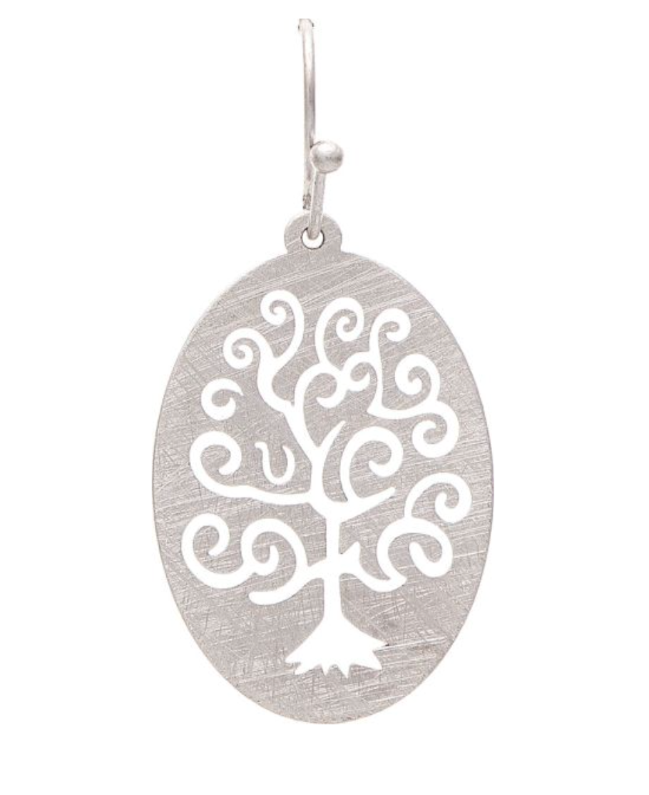 RAIN Silver Brushed Swirl Tree Earring