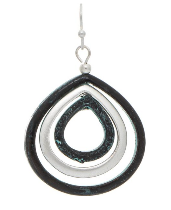 RAIN Patina Silver Spinner Teardrops Earring