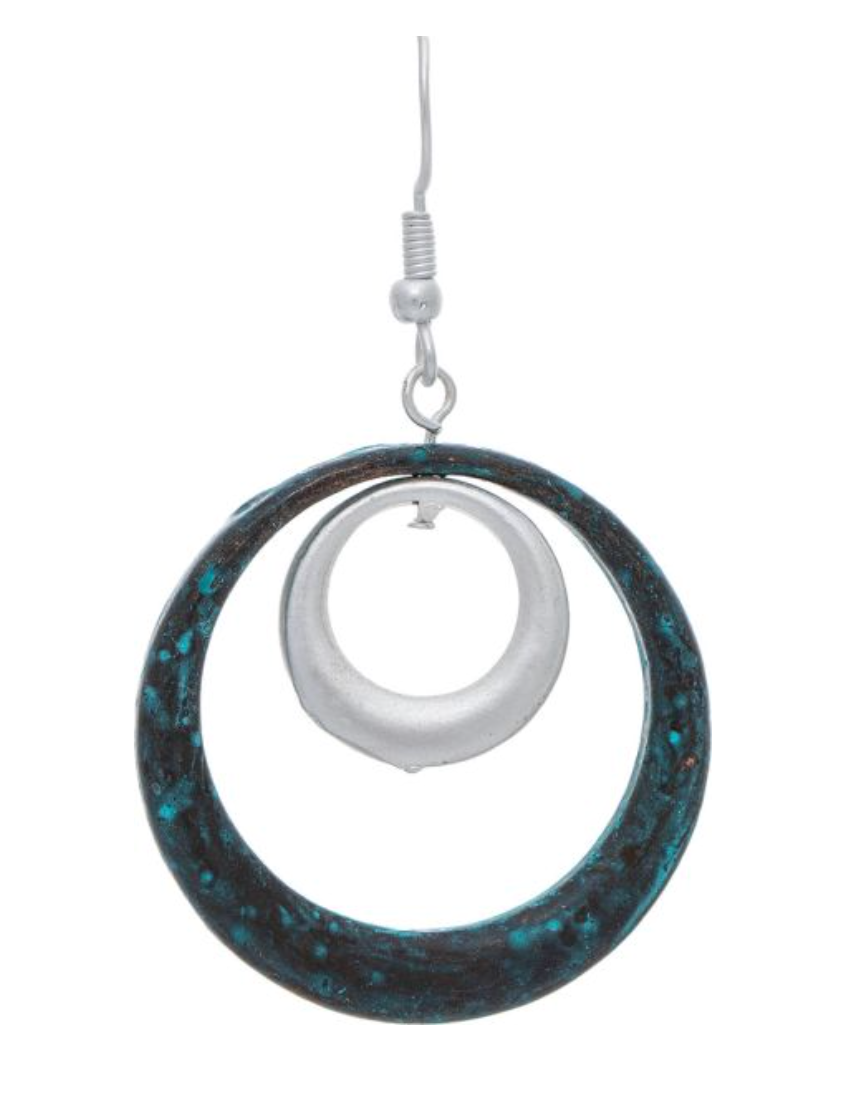 RAIN Patina Silver Circle In Circle Spinny Earring