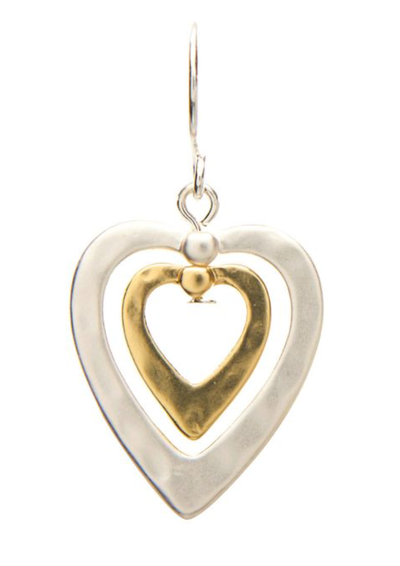 RAIN Silver Gold Double Heart Earring