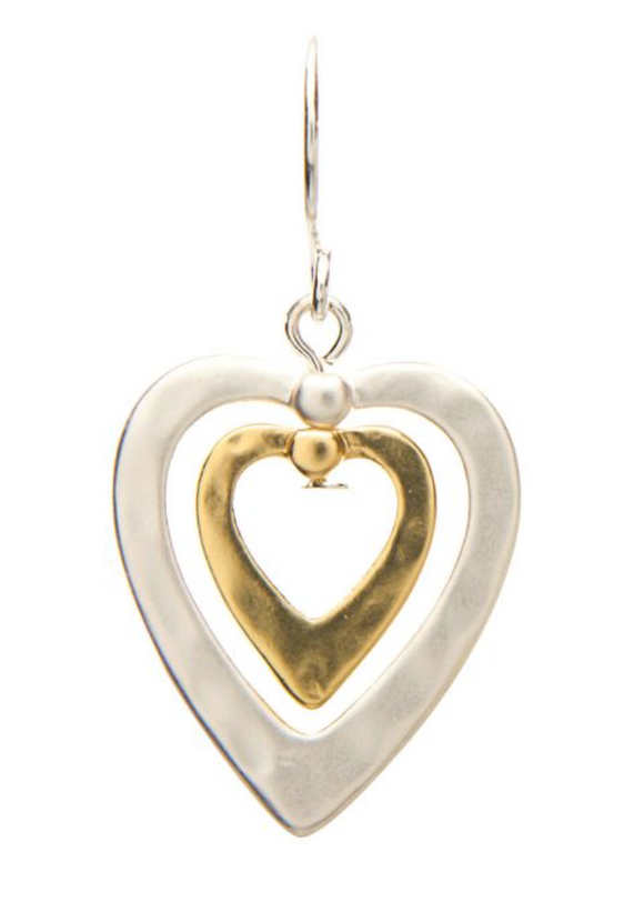 RAIN Silver Gold Double Heart Earring