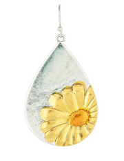 RAIN Two Tone Daisy Teardrop Earring