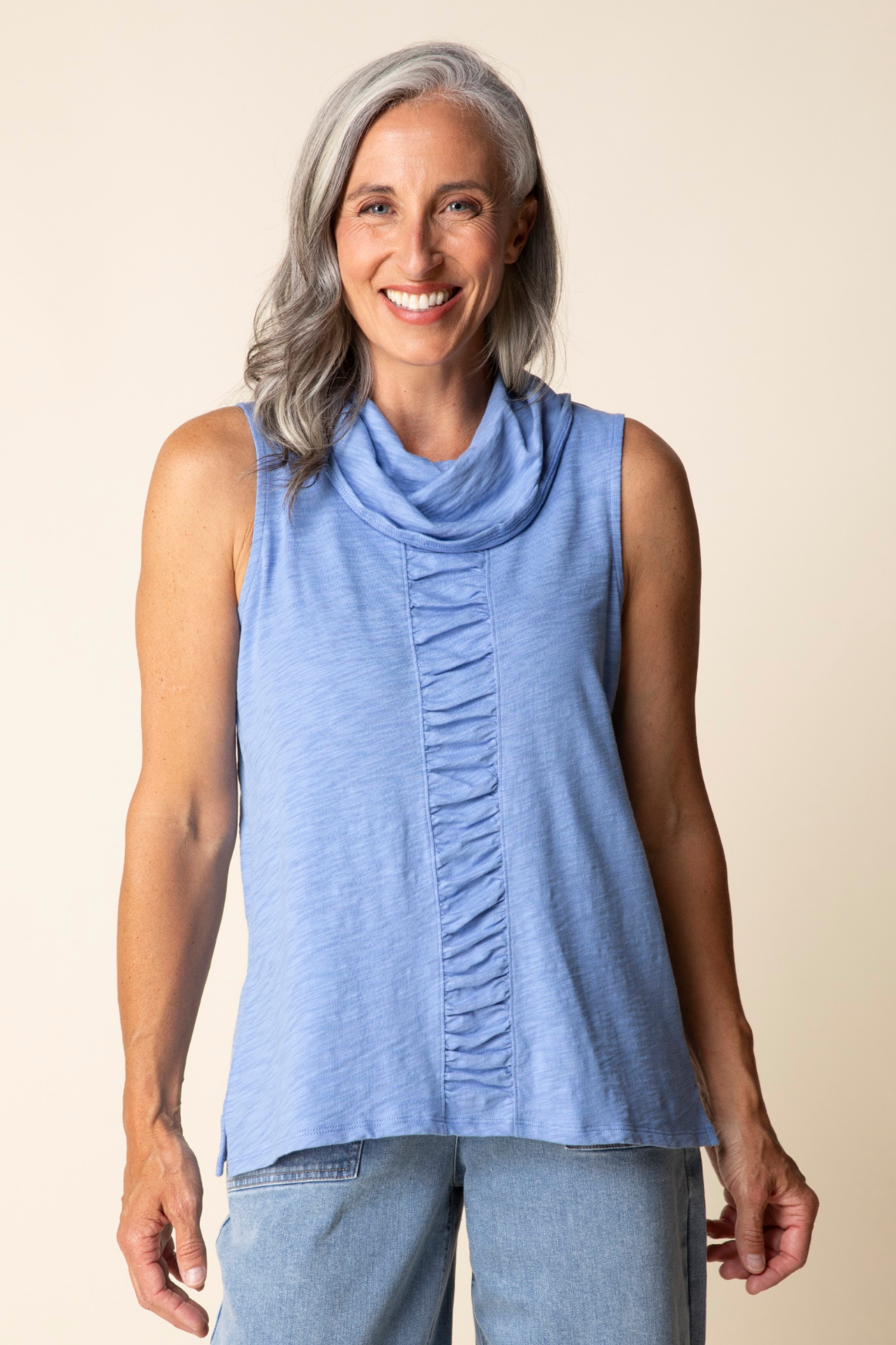 Habitat Cotton Pebble Panel Tunic - 27552 - SKY