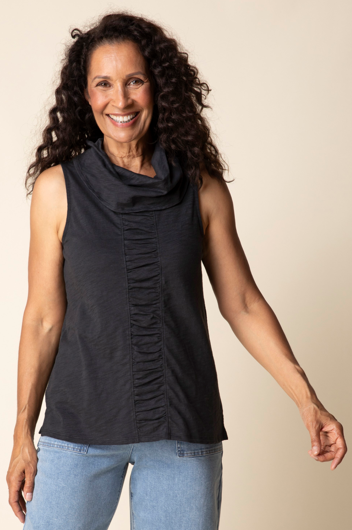 Habitat Cotton Pebble Panel Tunic - 27552 - BLACK