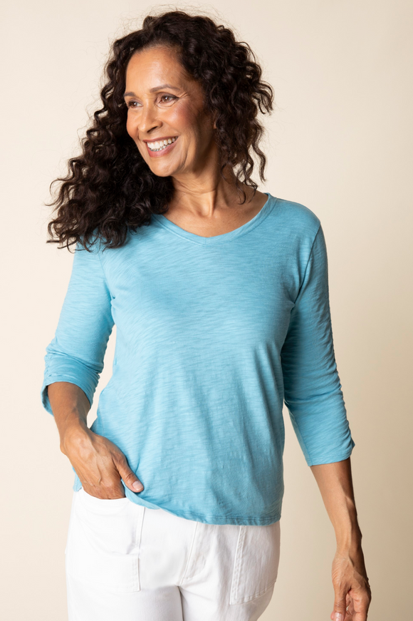 Habitat Cotton Pebble Ruched Sleeve Tee - 27551 - BLACK (NOT DEWDROP)