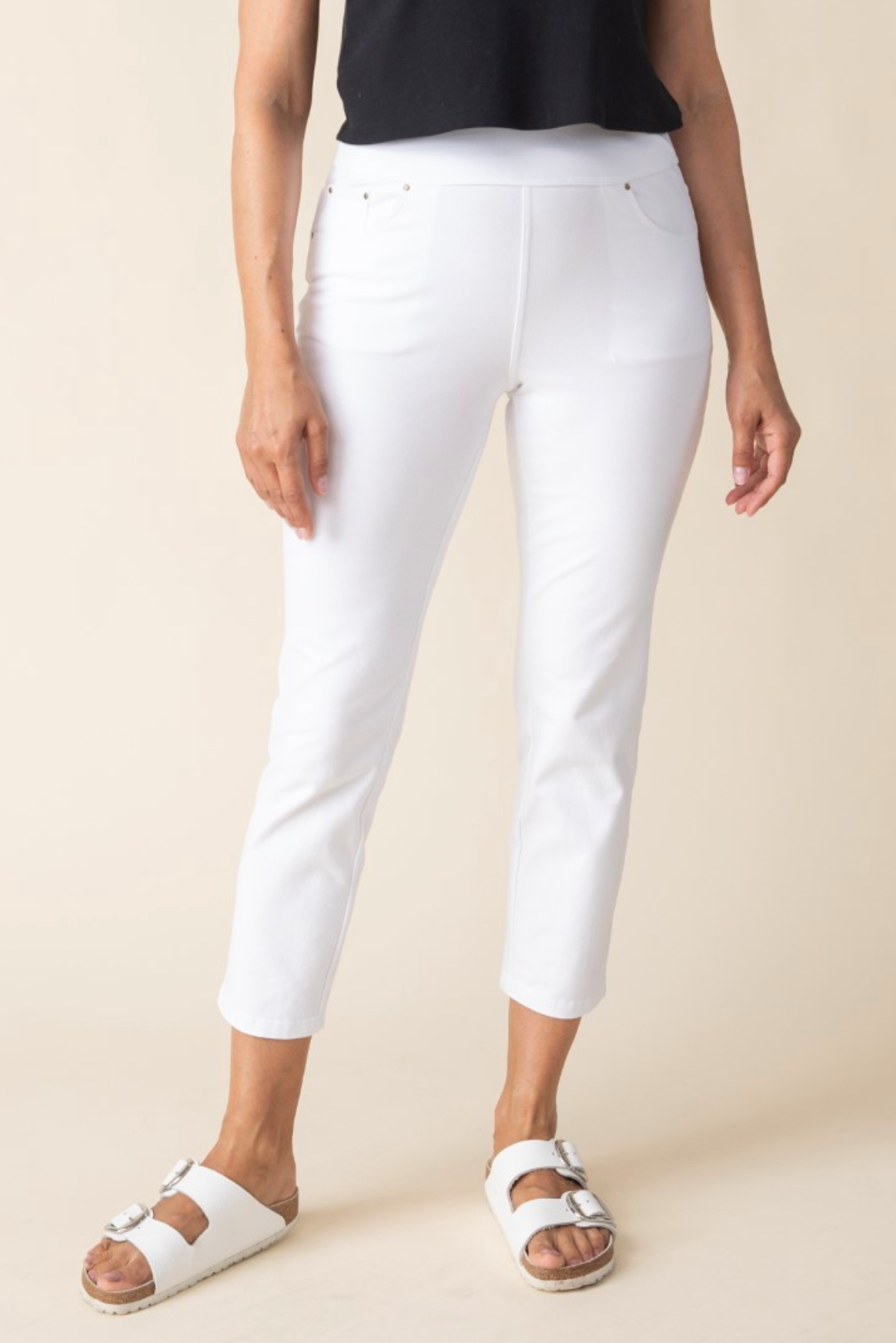 Habitat Stonewash Cotton Knit Capri Jean - 31569 - WHITE