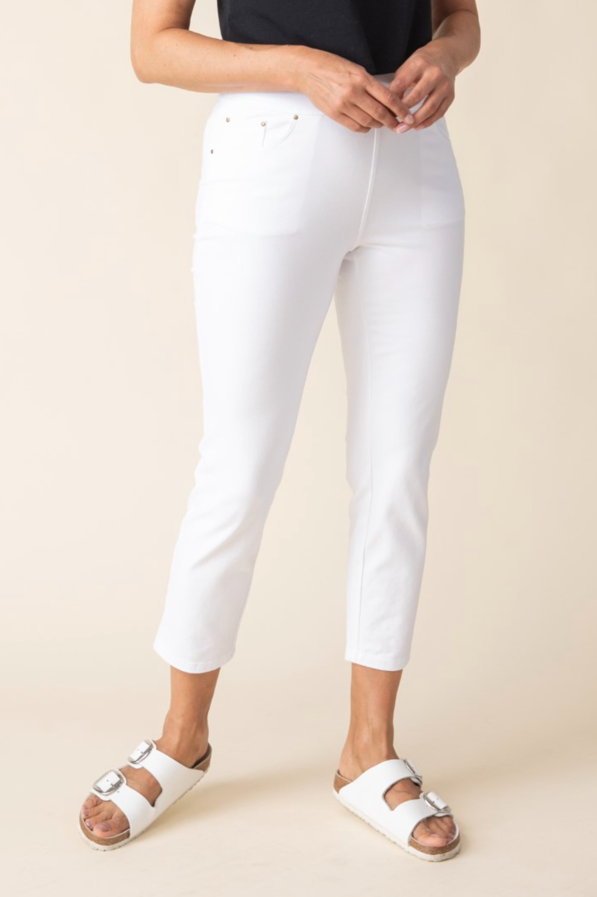 Habitat Stonewash Cotton Knit Capri Jean - 31569 - WHITE