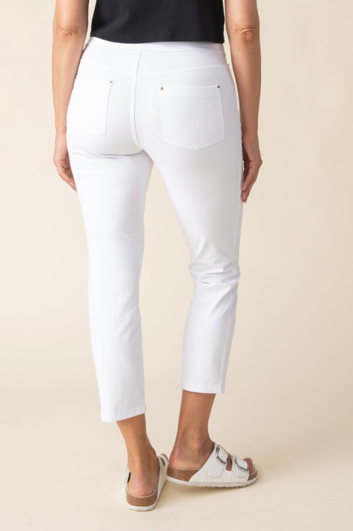 Habitat Stonewash Cotton Knit Capri Jean - 31569 - WHITE