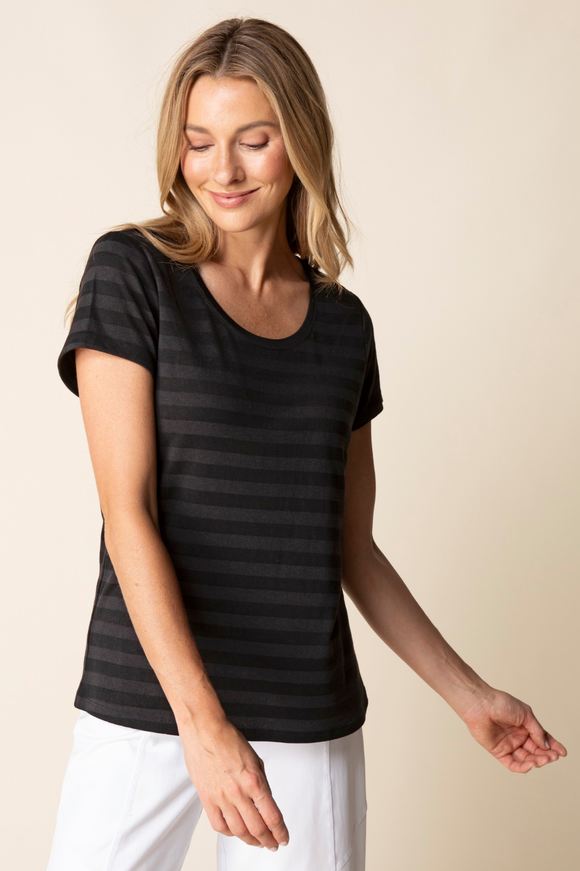 Habitat Shadow Stripe Short Sleeve Top - 30013 - IRIS (NOT BLACK)