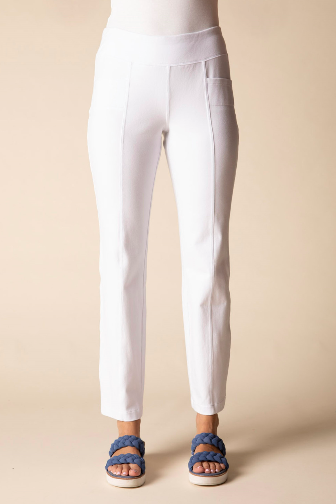 Habitat Stonewash Cotton Knit Seam Pocket Pant - 31561 - WHITE