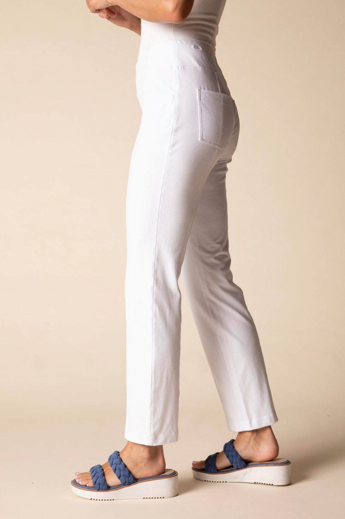 Habitat Stonewash Cotton Knit Seam Pocket Pant - 31561 - WHITE
