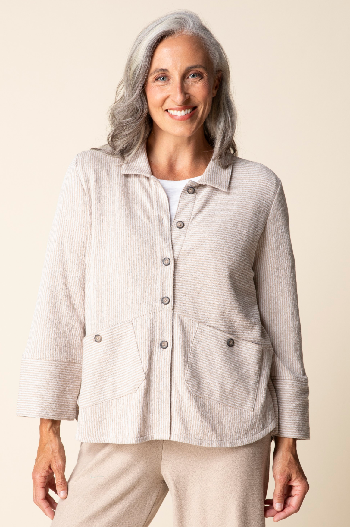 Habitat Pasadena Knit Stripe Button Front Shirt - 21536 - OAKWOOD