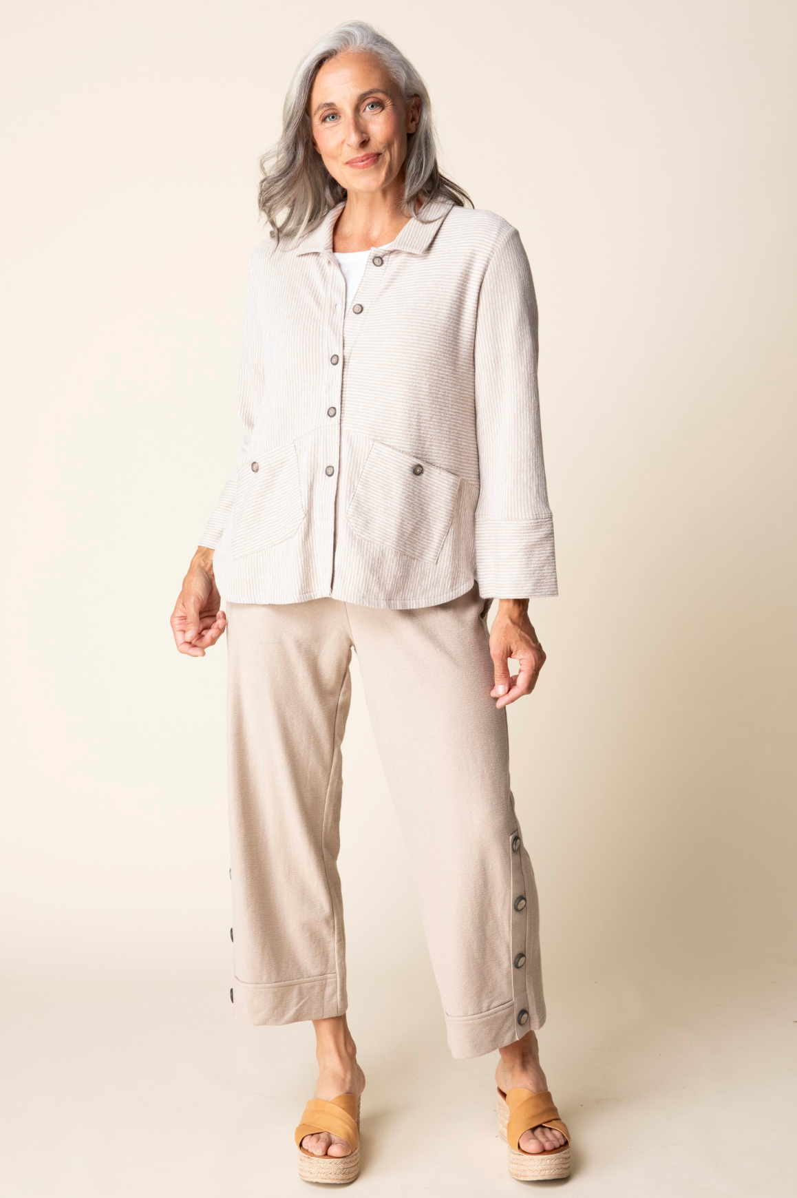 Habitat Pasadena Knit Stripe Button Front Shirt - 21536 - OAKWOOD