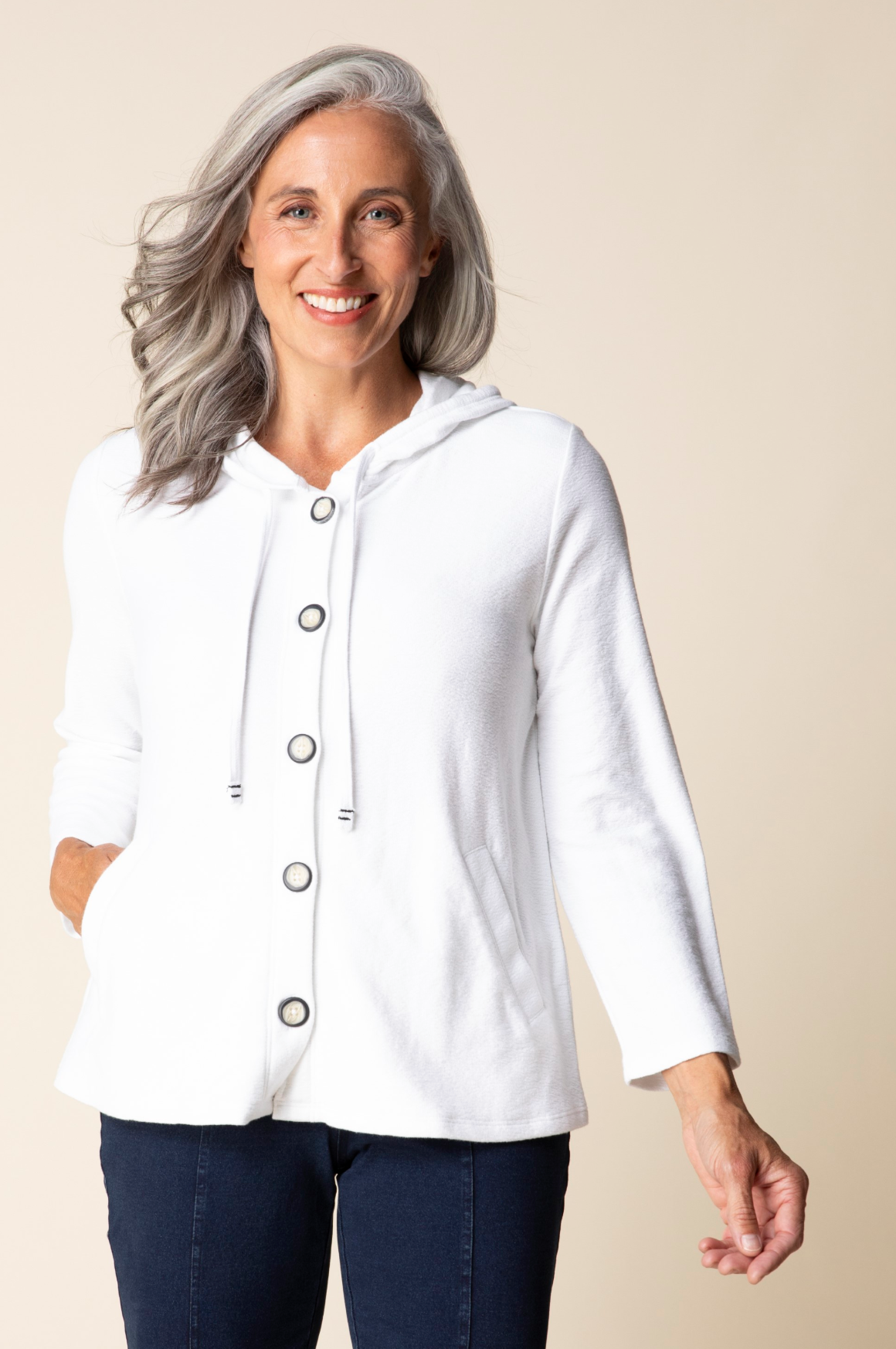 Habitat Pasadena Knit Solid Canyon Hoodie - 20512 - WHITE