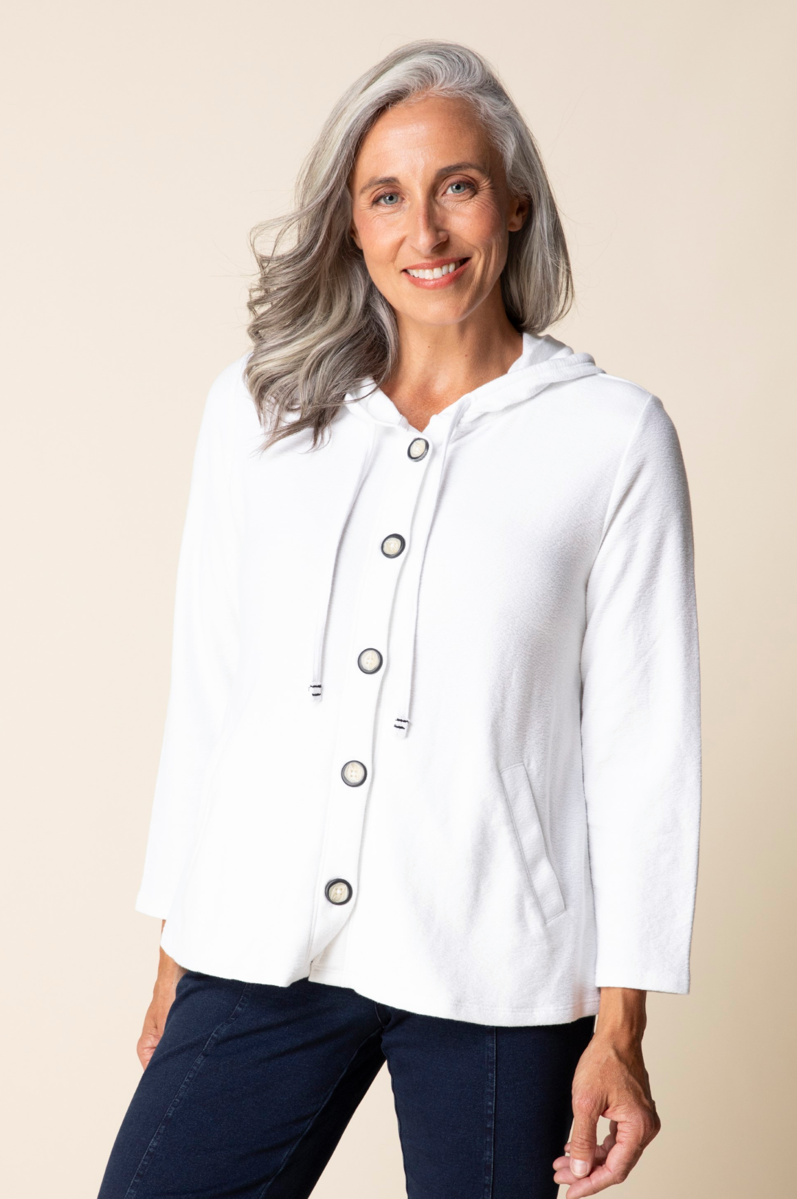 Habitat Pasadena Knit Solid Canyon Hoodie - 20512 - WHITE