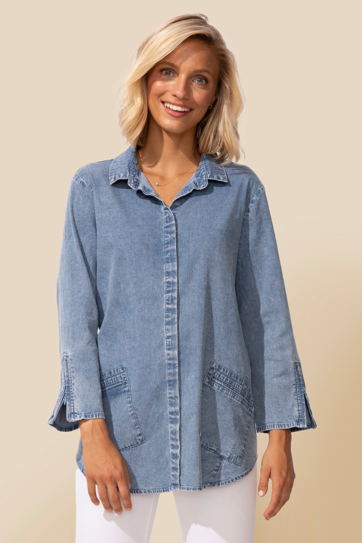 Habitat Perfect Travel Shirts Zip Sleeve Shirt - 15522 - LIGHT DENIM