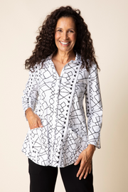 Habitat Perfect Travel Shirts Print Zip Pocket Shirt - 13322 - BLACK