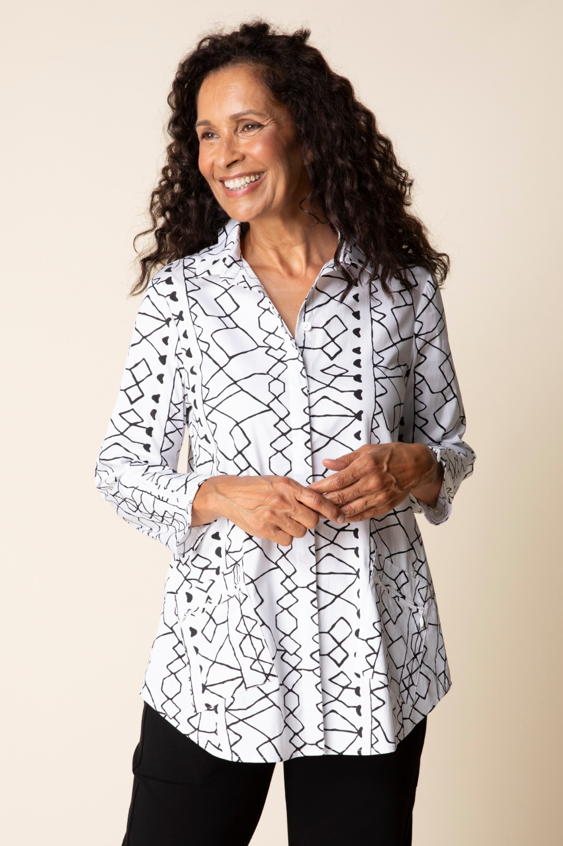 Habitat Perfect Travel Shirts Print Zip Pocket Shirt - 13322 - BLACK