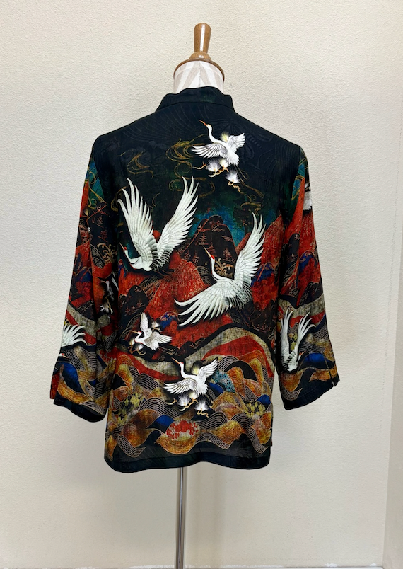 Citron "Cranes Over Mountain" Silk Blouse - 1213COM
