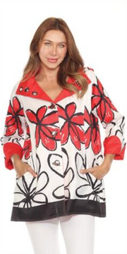Oopera Reversible Raincoat - RED FLOWER - J1239RW-4