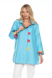 Oopera Reversible Raincoat - Paisley SKY BLUE Multi - J3202RW-8