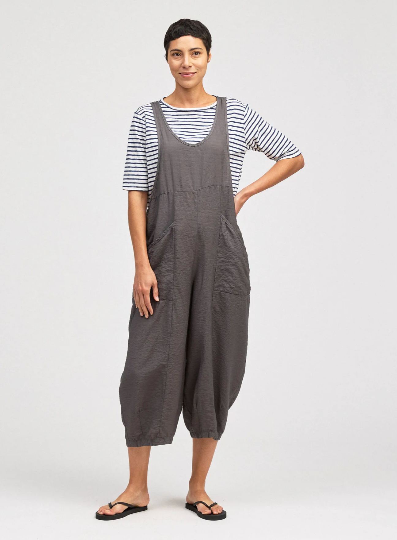 CUT LOOSE Navy Stripe Elbow Sleeve Top - 5476181