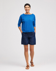CUT LOOSE Navy Stripe Mock Boatneck Tee - 5476750