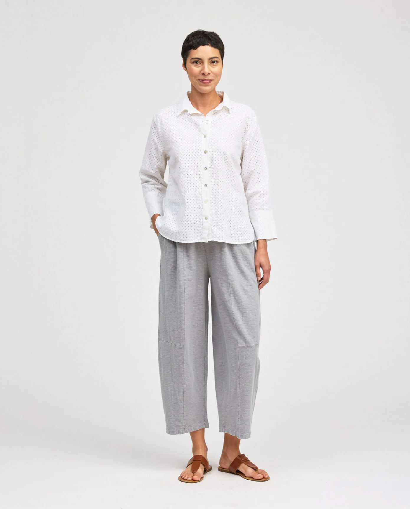 CUT LOOSE Pinhole Crop Easy Shirt - 5936986
