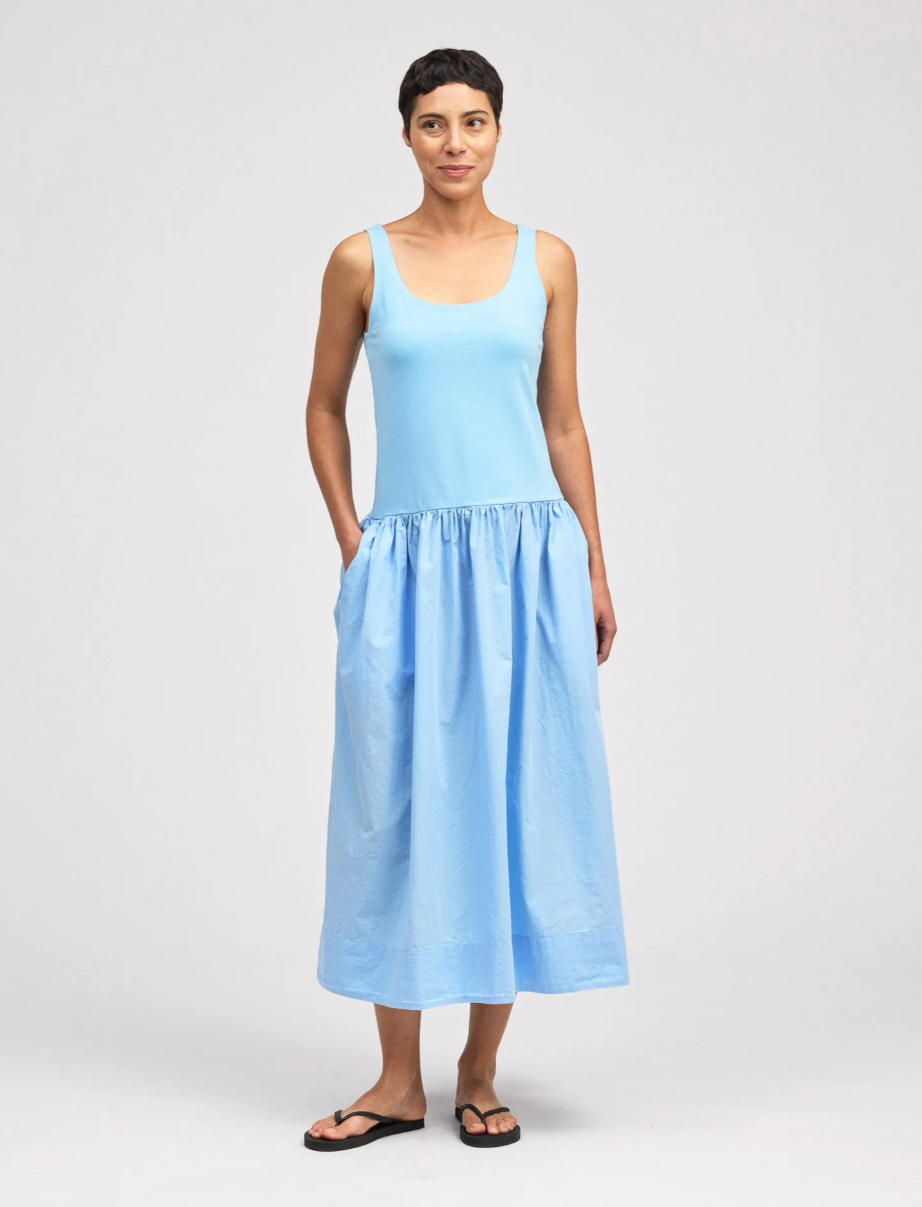 CUT LOOSE Organic Poplin Combo Tank Dress - 1990733