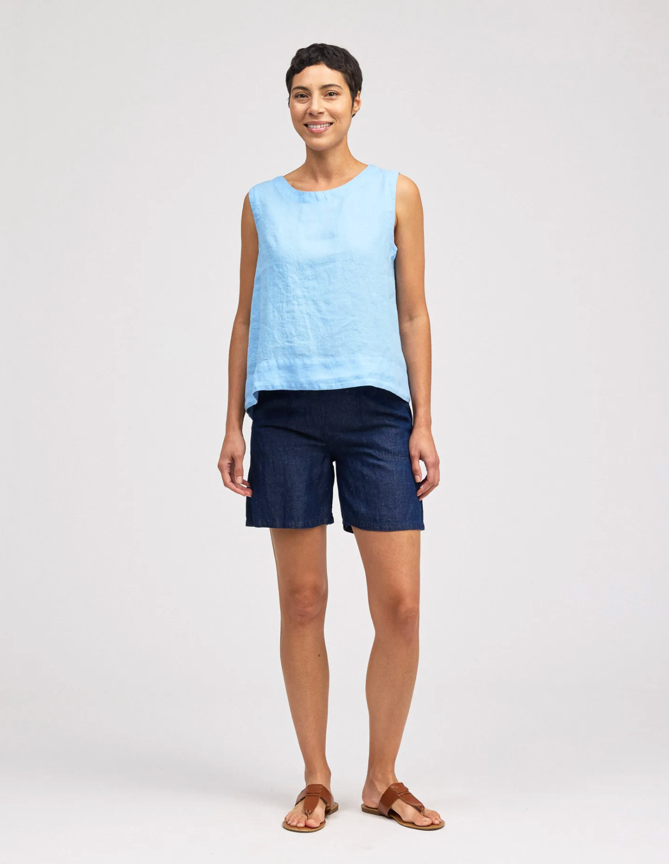 CUT LOOSE Hanky Linen Hi-Low Tank - 4205717