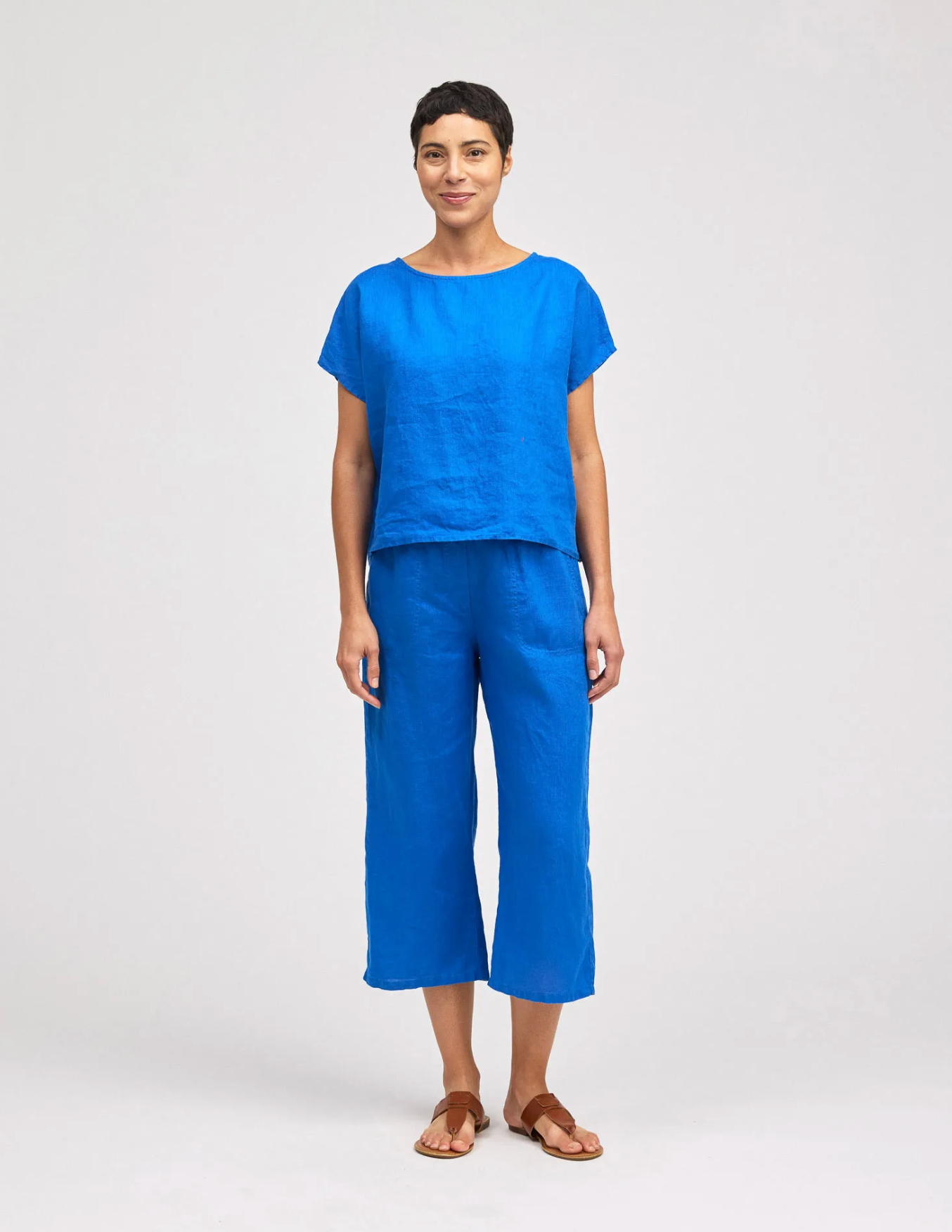 CUT LOOSE Hanky Linen S/L High Low Top - 4206182